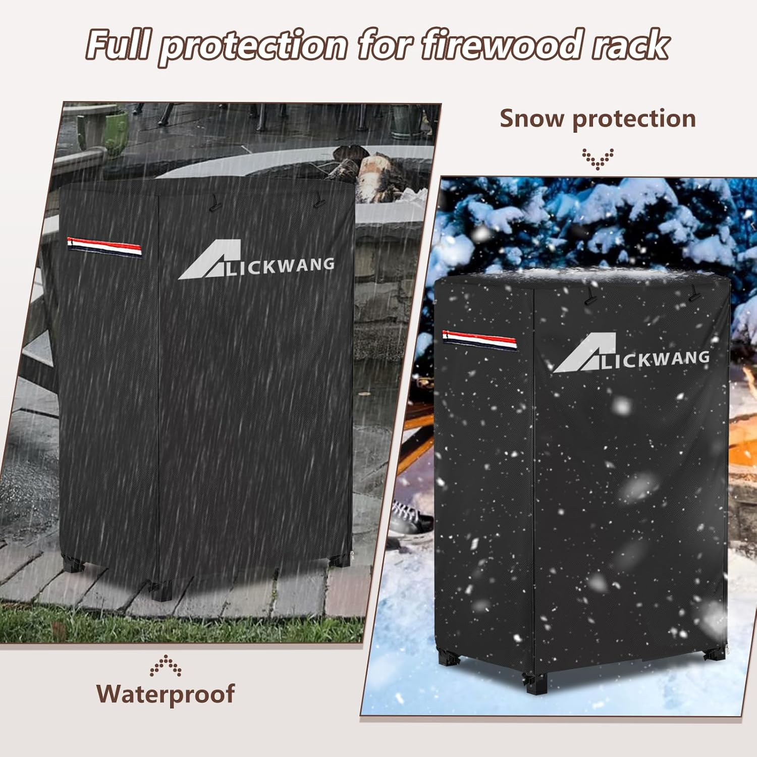 17 Inch Firewood Rack Cover,Heavy Duty 600D Waterproof Outdoor Firewood Storage Rack Cover,Wood Rack Cover for 2-Tiers Small Log Holders for Firewood.(14" D X 17" W X 30" H,Cover Only)