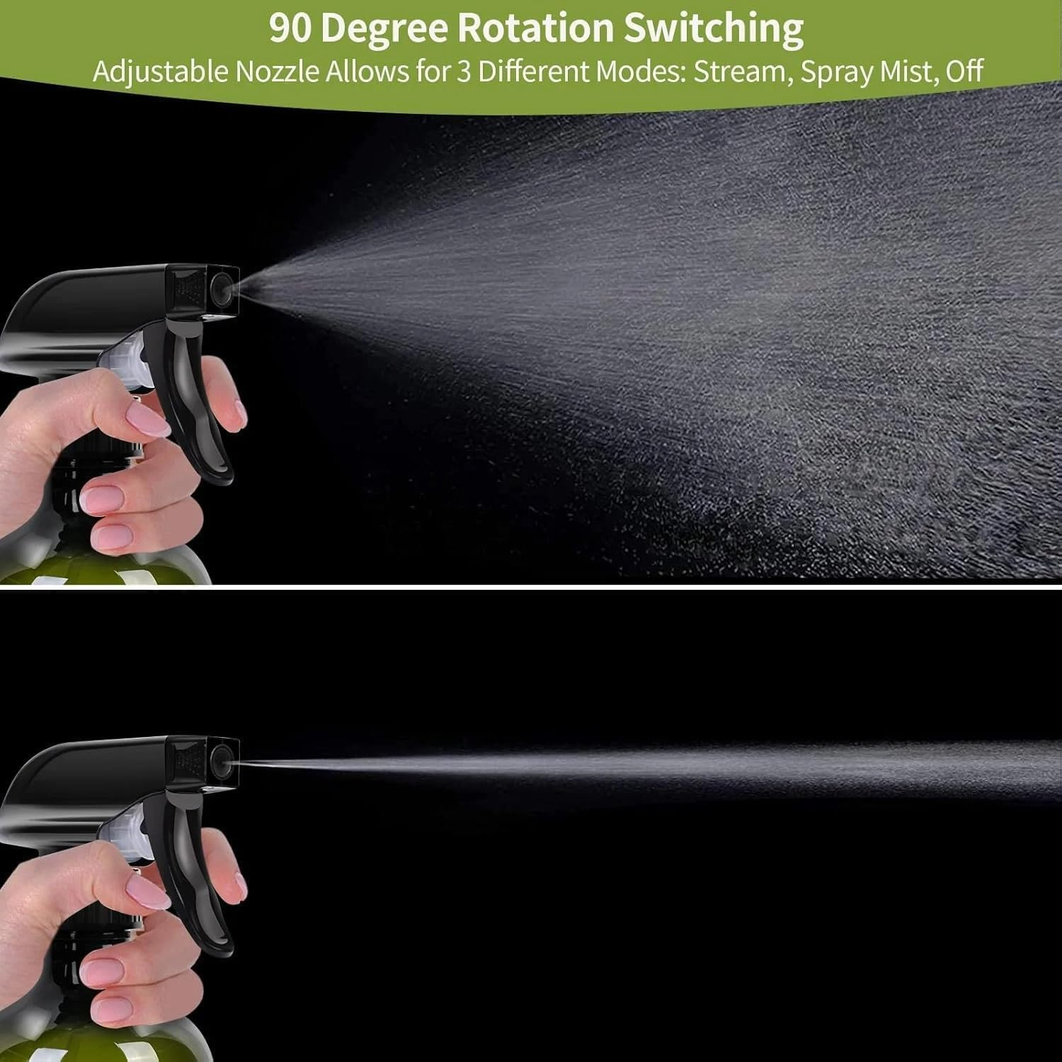 3 Pack Spray Bottles Water Spray Bottle for Plant 10 Oz/300 Ml Plastic Refillable Containers Fine Mist Small Spray Bottle with Adjustable Nozzle for Hair Cooking Cleaning (Clear/Brown/Green) image number 2