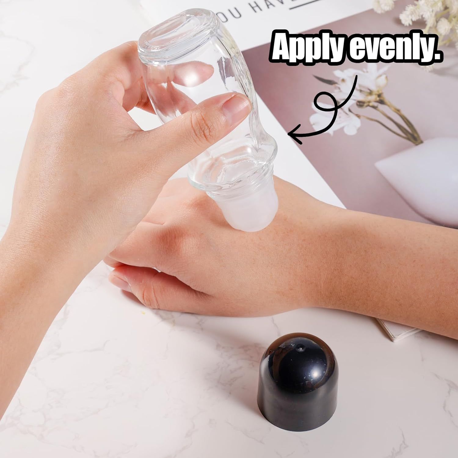 PEUTIER 2Pcs Clear Oil Roller Bottles, 1.76Oz Leak-Proof Essential Oil Bottles Roller Ball Compact Roll-On Bottles Refillable Cosmetic Containers Roller Vials for Perfume Essential Oil (Black) image number 2