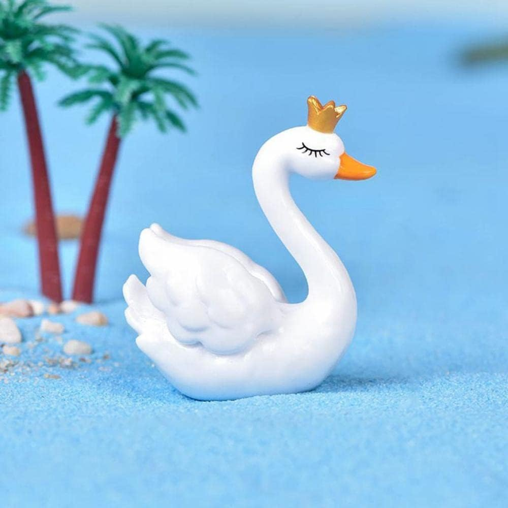 8Pcs White Swan Plastic Animal Small Statue, Miniature Figurines Swan Model Fairy Garden Landscape DIY Crafts Ornament Accessories image number 5