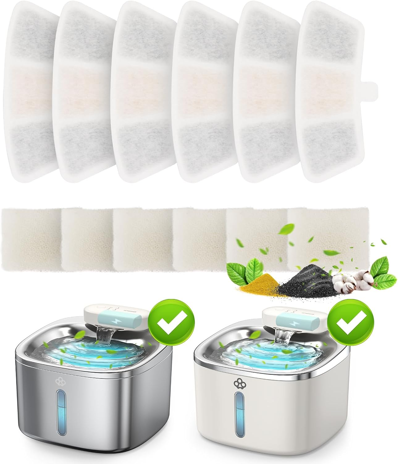 6Pcs Replacement Filters for PW04 3.5L Wireless Cat Water Fountain （Only for Oneisall Fountain B0DNJT76WJ, B0DMF2LH3Y and B0DSJ9F3M2