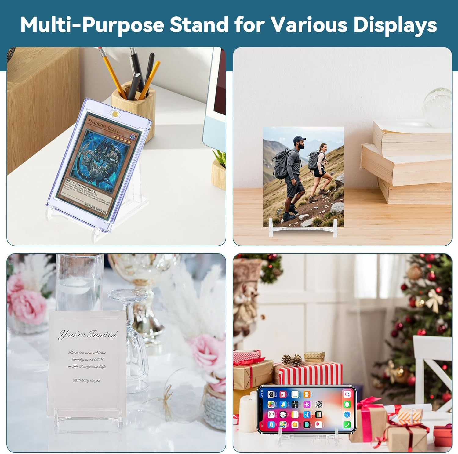 Trading Card Display Stand 25 Pack Card Stands for Sports Cards &ndash; Clear Acrylic Trading Card Stands for Top Loaders, Magnetic Holders, Screwdowns Baseball Sports Card Holder Stand Graded Card Display image number 4