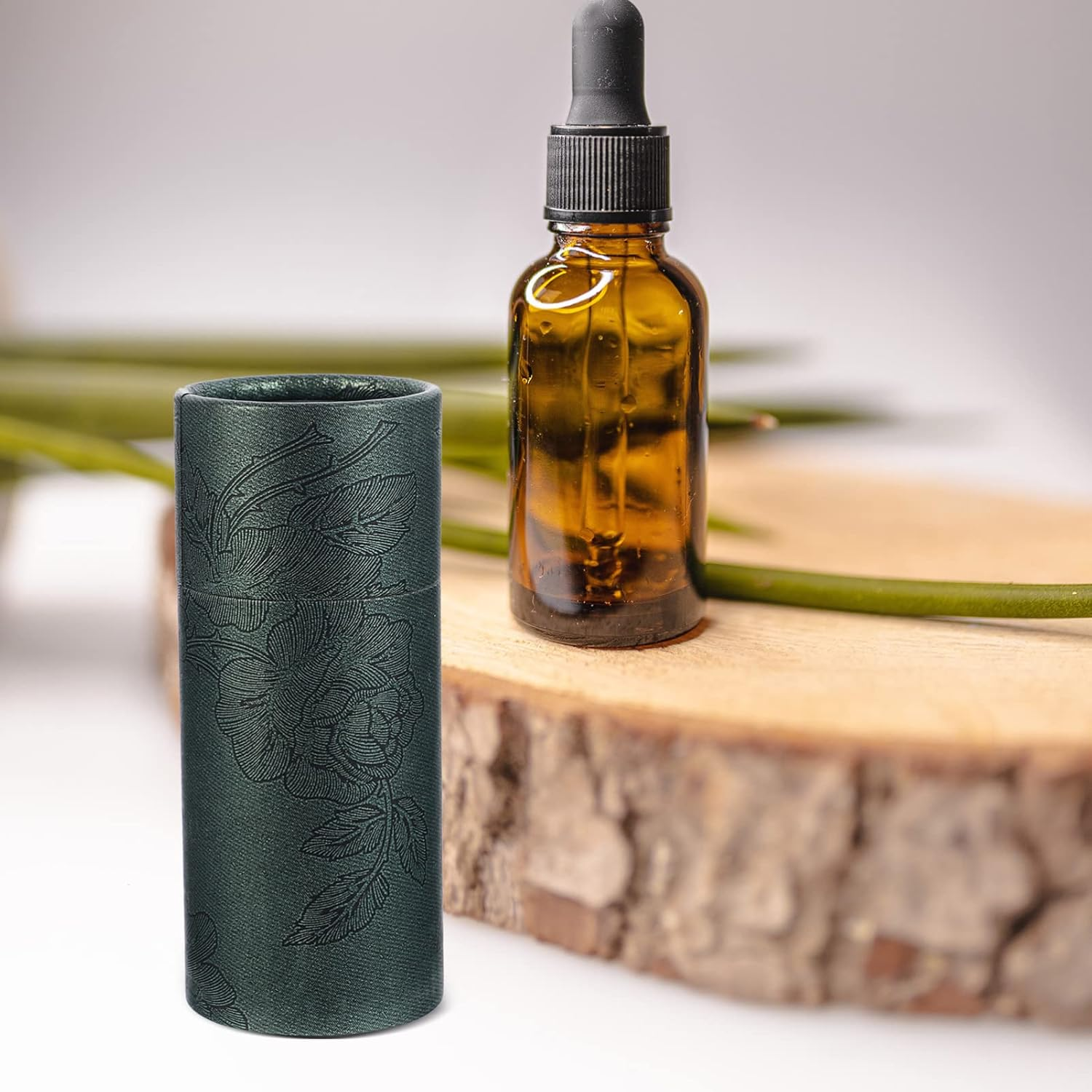 Sewroro 20Pcs Kraft Paper Essential Oil Bottle Cylinder Storage Boxes Green 30Ml Paper Tube Packaging for Wrapping and Tea Incense Storage image number 5