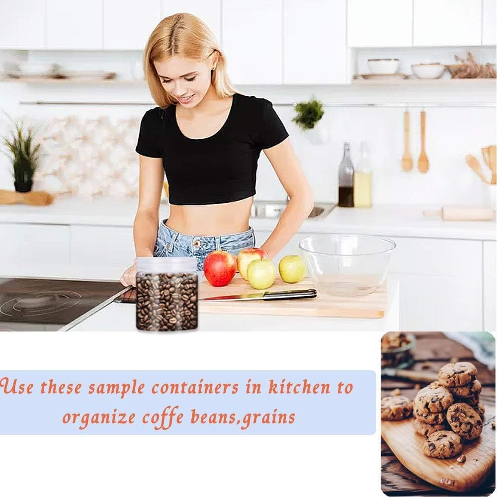 JCQMZB 20 Pack 4Oz round Plastic Jars with Lids Empty Clear Slime Containers,Wide-Mouth Refillable Storage Containers for Cosmetics,Lotion,Food Storage image number 2