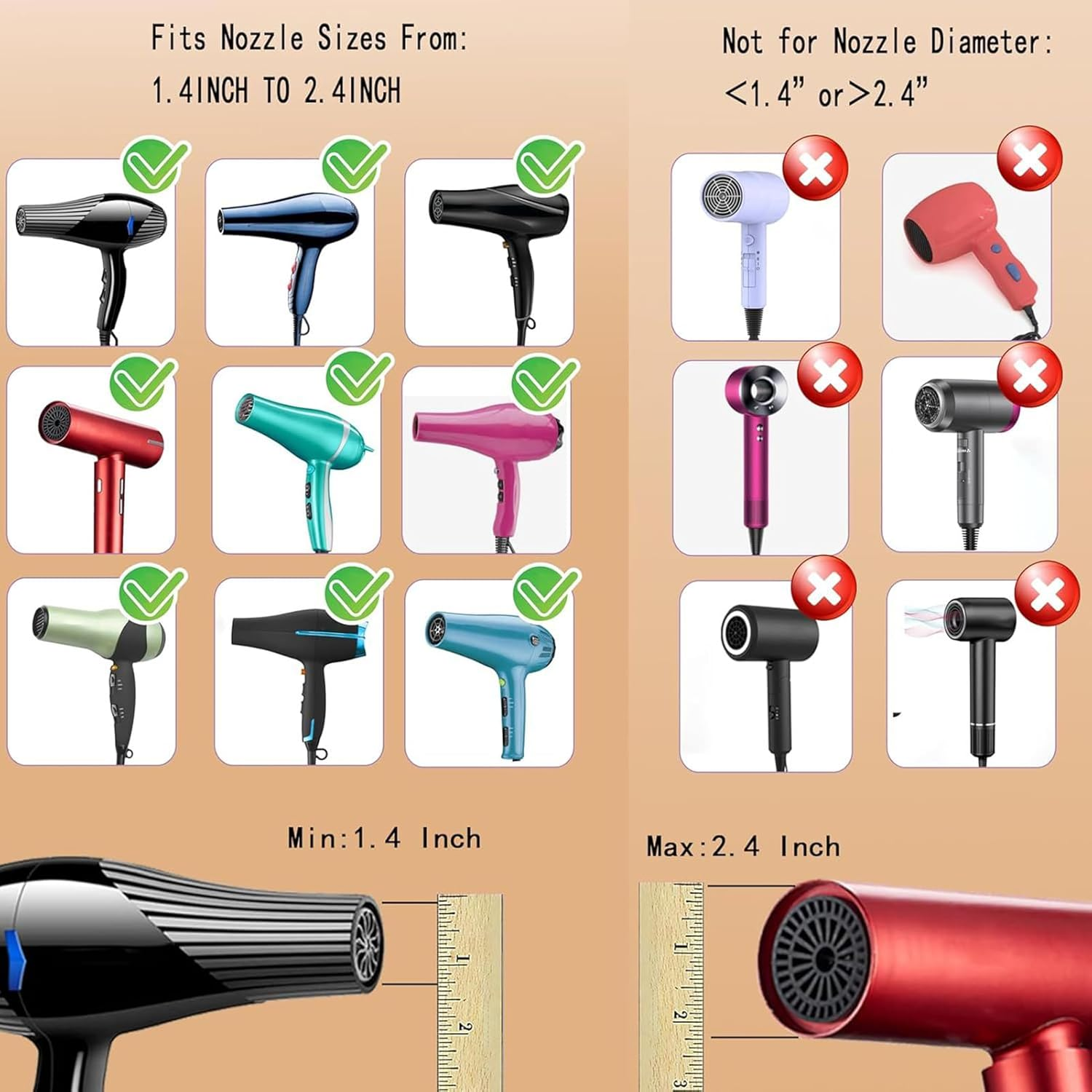 Daooibpa Diffuser Hair Dryer - Hair Dryer Diffuser Attachment | Styling Appliances Parts for Drying Heat Blow Natural Straight Wave Wavy Travel Vacation Spa Summer Morning Night Day image number 3