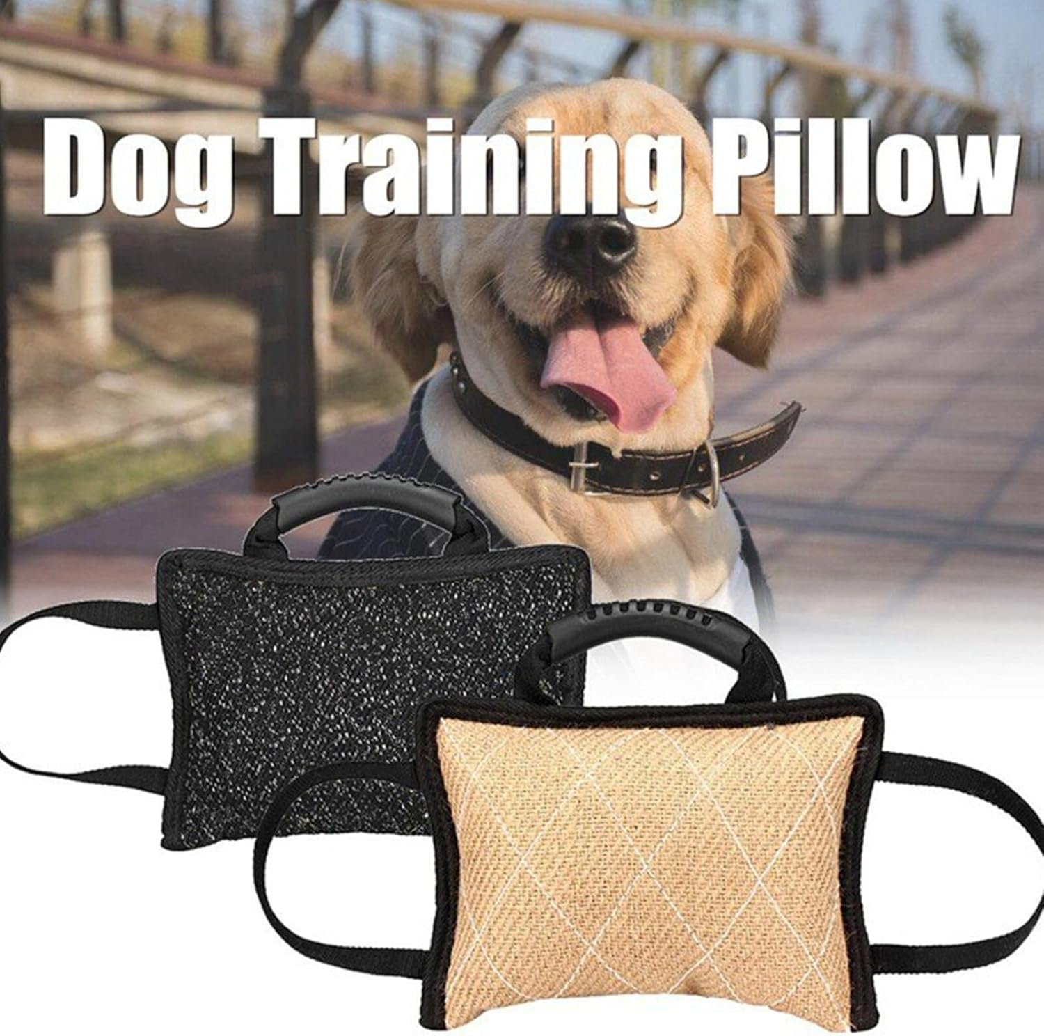 NCONCO Pet Dog Biting Tug Toy Durable Dog Leash Biting Cushion Dog Pull Toy with 3 Handles for Dog Training image number 3