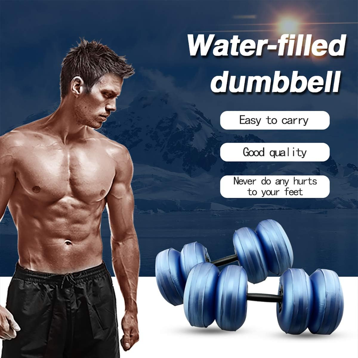 Travel Weights Water Filled Dumbbells Set for Man & Women, Adjustable Free Water Dumbbells for Exercise Fitness Weightlifting Training (45~70 Lbs).. image number 2