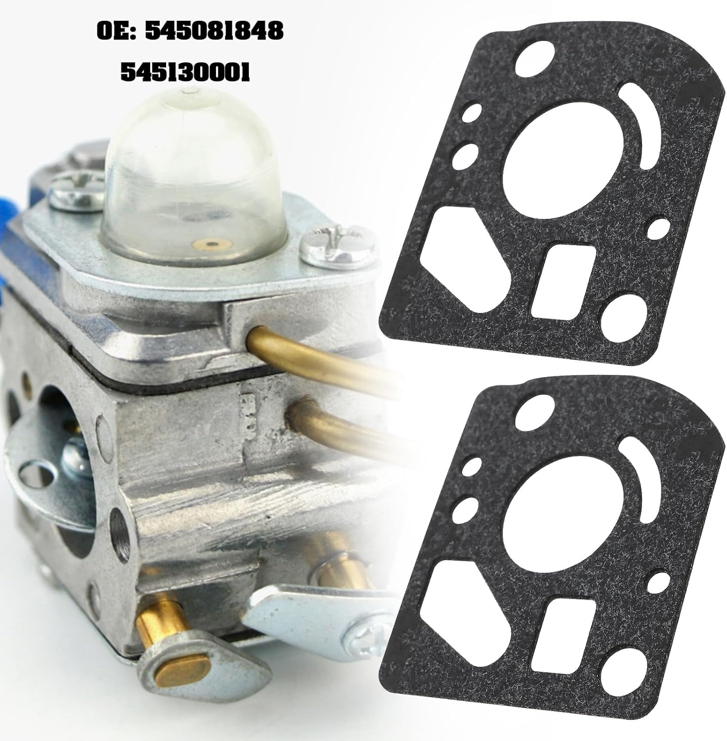 Emsea 2Set Trimmer Carburetor Diaphragm Repair Kit 545081848 Carburettor Gasket Kit 545130001 Compatible with Husqvarna 125R 128R 124C 128 CD LDX DJX 128LD 128RJ Trimmer image number 3