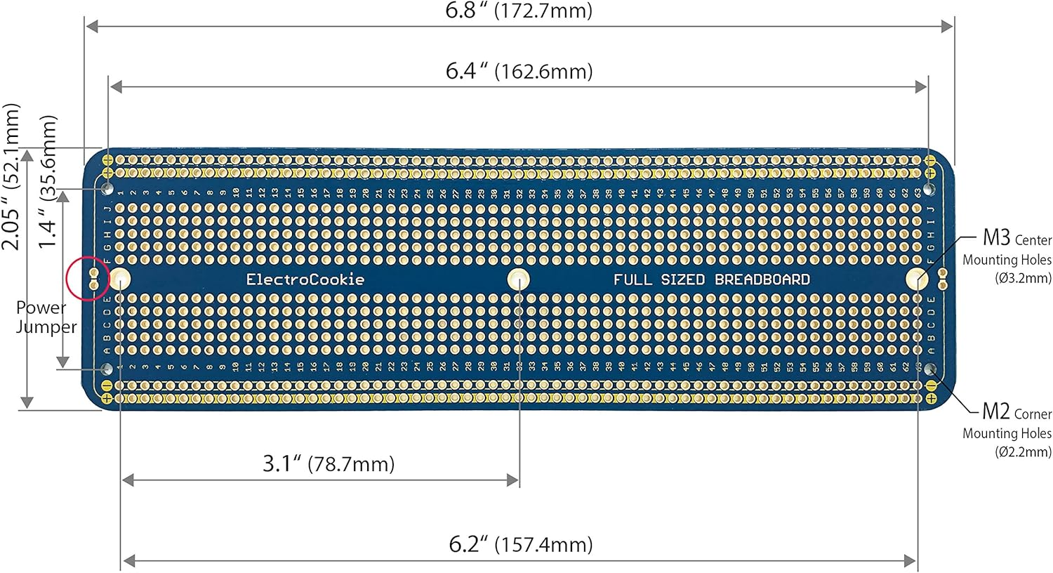 Electrocookie Large PCB Prototype Board Kit Solderable Breadboards for DIY Arduino and Soldering Projects, Gold-Plated (6 Multi-Pack, Blue) image number 6