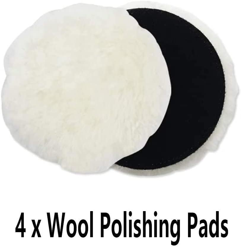 IPELY 6 Pcs 6 Inch Wool Polishing Buffing Pad Polishing Buffing Wheel for Drill Buffer Attachment with M14 Drill Adapter image number 1