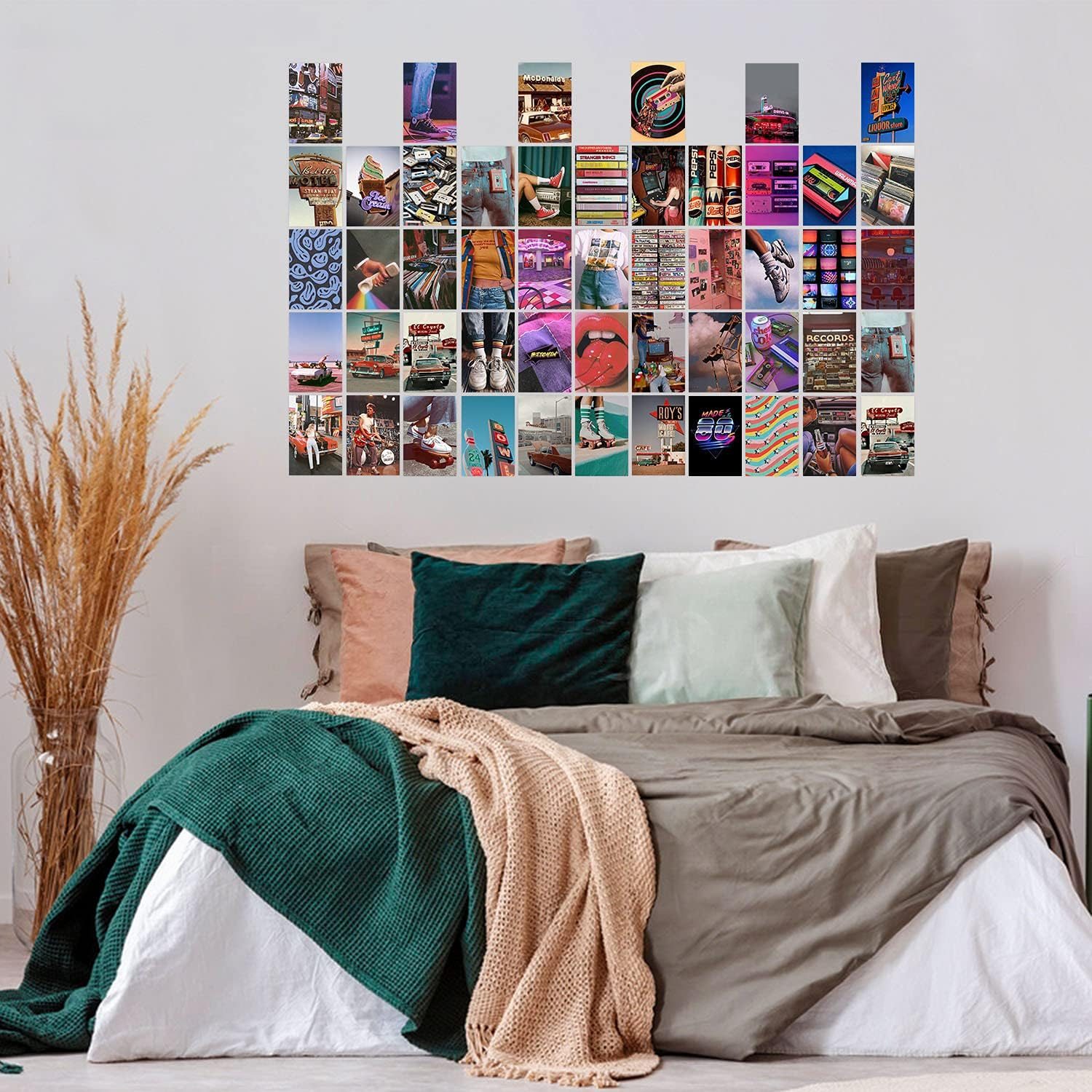 GROBRO7 50 Retro Aesthetic Picture 80S Wall Collage Colorful Collage Set Retro Girls Room Decor Wall Art Prints for Room VSCO Photo Display image number 1