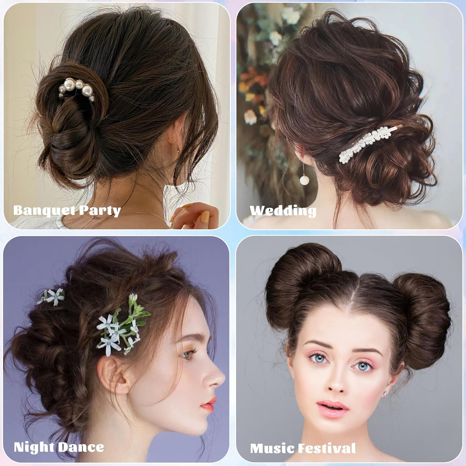 Hairpiece with Elastic Band, Wigs Hair Pieces, Hair Scrunchie with Hair, Synthetic Hairpiece Bun Hair Band, Hair Pieces for Thin Hair Bun for Women and Girls image number 6