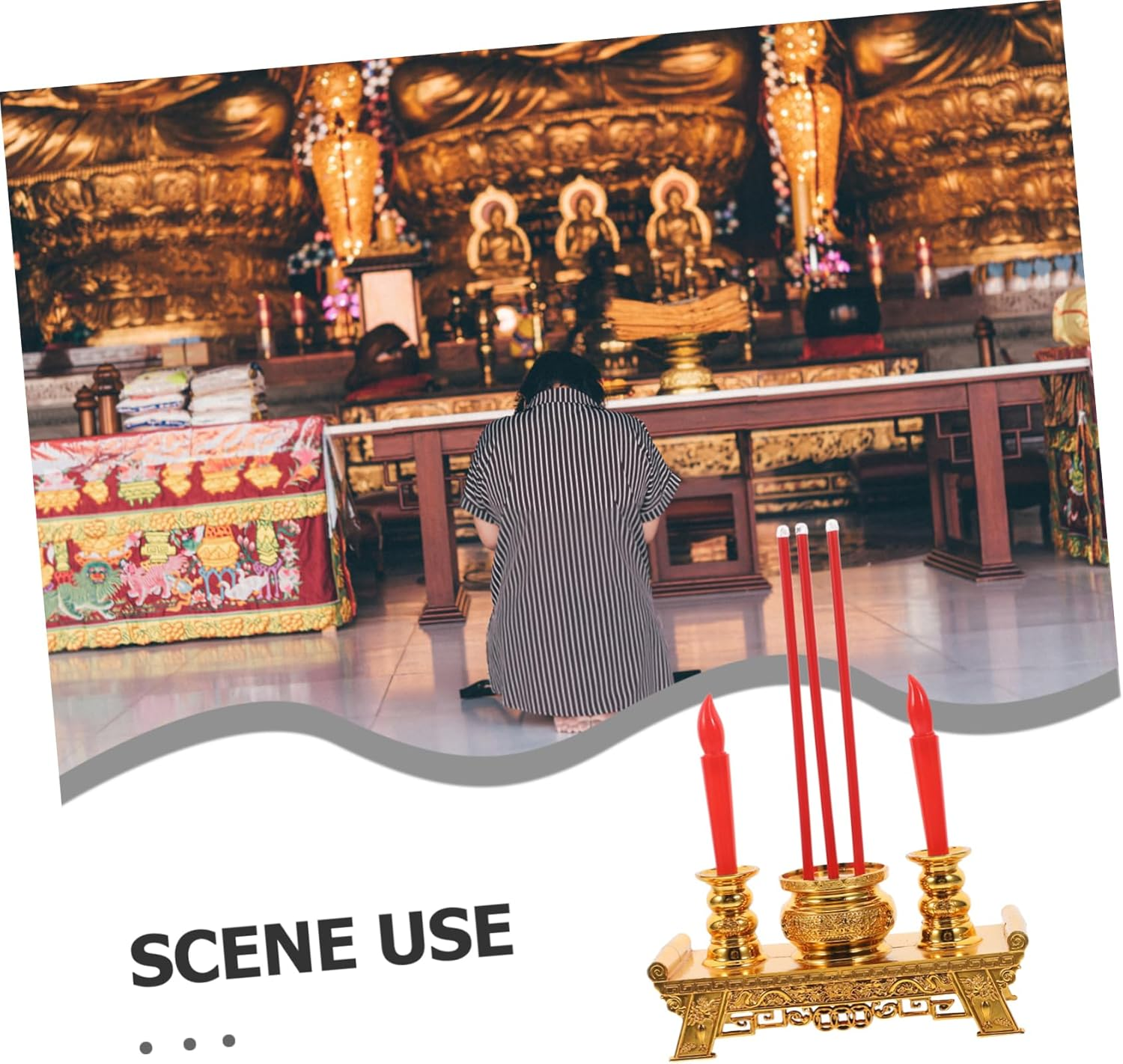 Gatuida Buddhist Led Candle Lamp Spiritual Decor Illusory Flame, Electric Chinese Candle Light for Worship and Home Altar, Battery Not Included, Suitable for Buddhist Rituals and Memorials image number 2