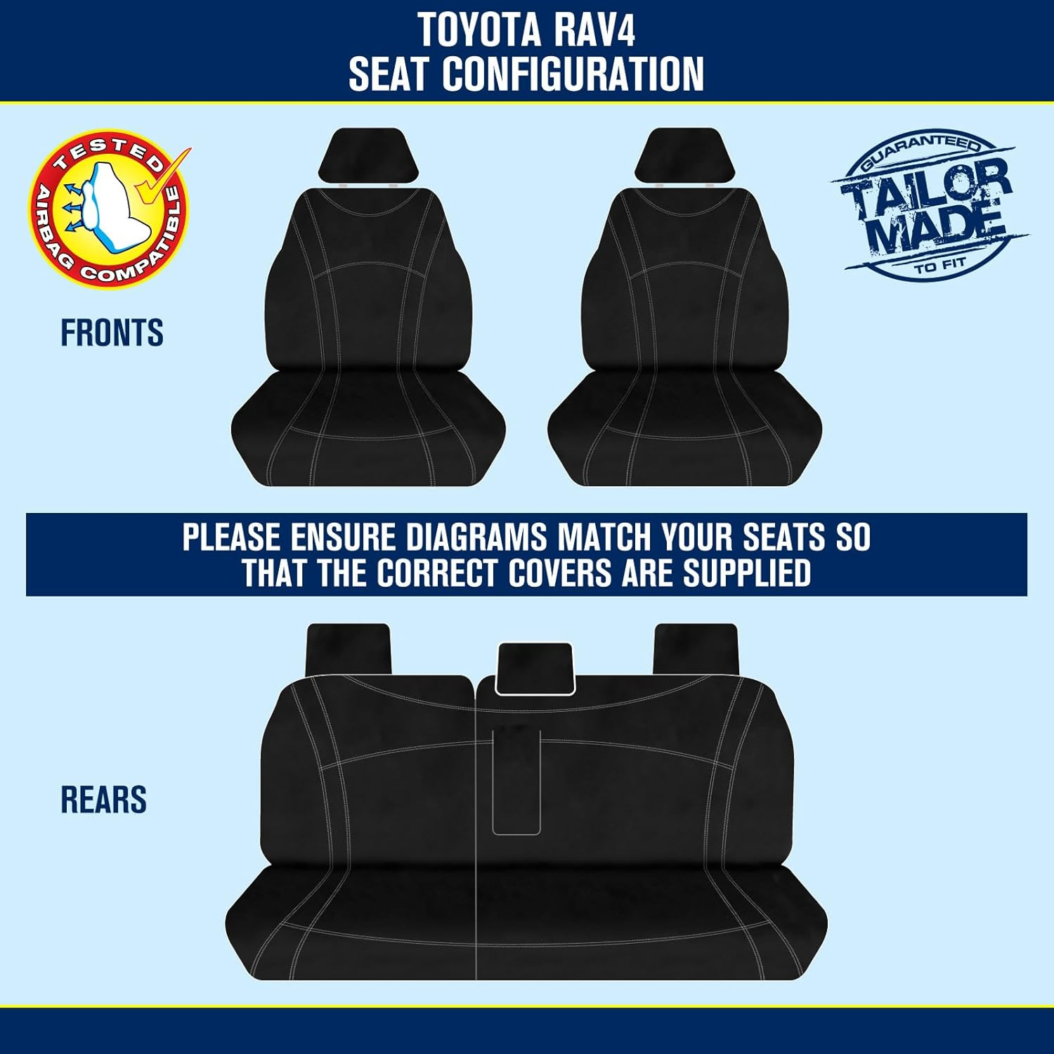 For Toyota RAV4 40 Series 2013-2019 Neoprene Front & Rear Seat Covers Waterproof image number 5
