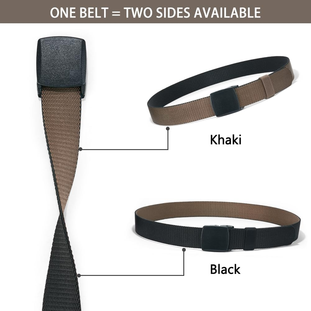 Men'S Elastic Stretch Belts - 2 Colors in 1 Reversible Belt Strap with Plastic Buckle, Adjustable Trim to Fit 27-49" Waist image number 6