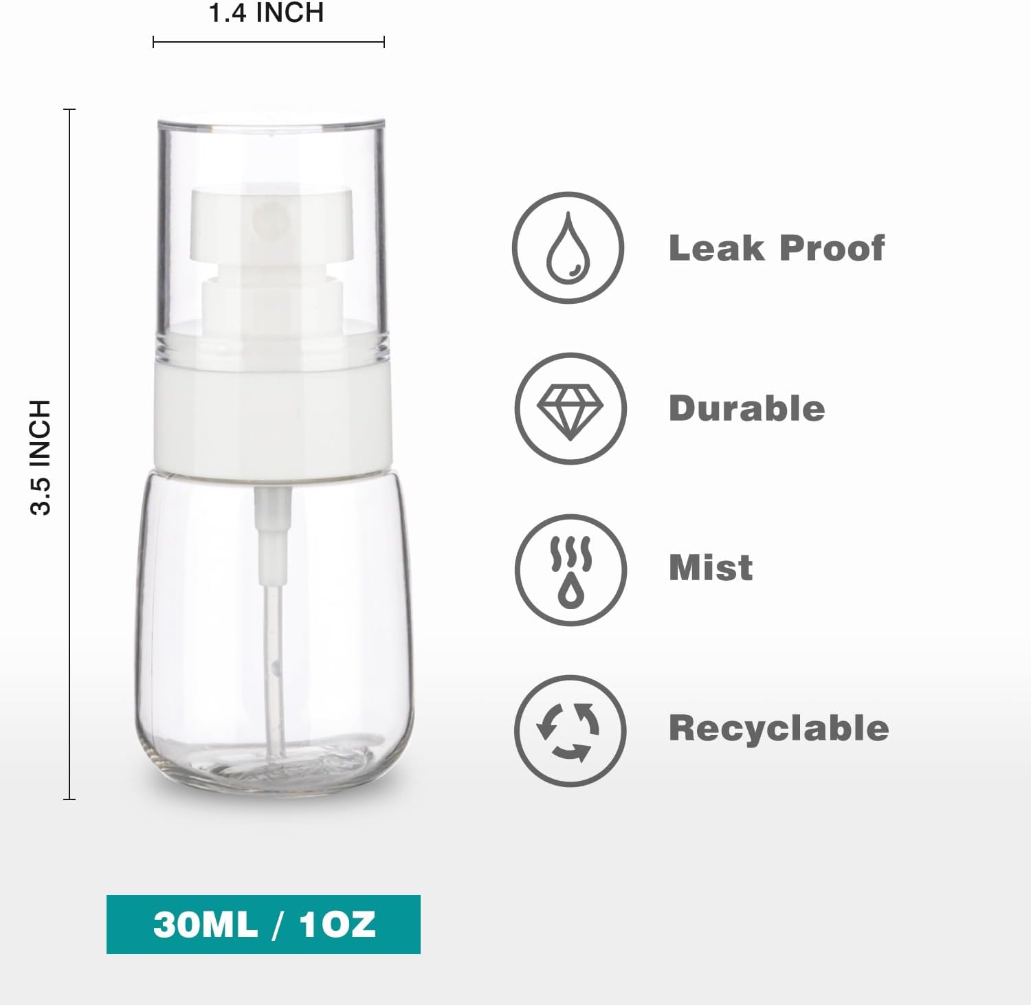 GIVITASOT 3Pack Small Spray Bottle, 1Oz Mini Spray Bottles, Empty Travel Spray Bottle, Fine Mist Plastic Spray Bottles (Clear+Green+Pink) image number 4