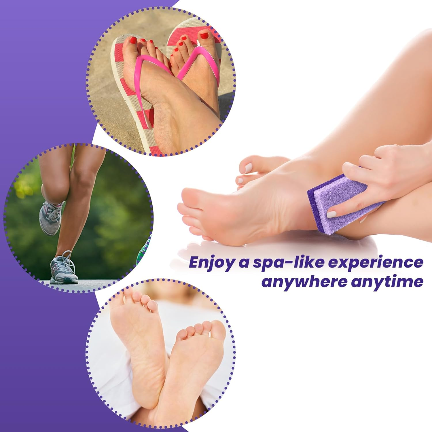 Foot Pumice Stone,Breenhill Feet Hard Skin Callus Remover and Scrubber for Dead Skins 2 Sided (Purple,4Pcs)