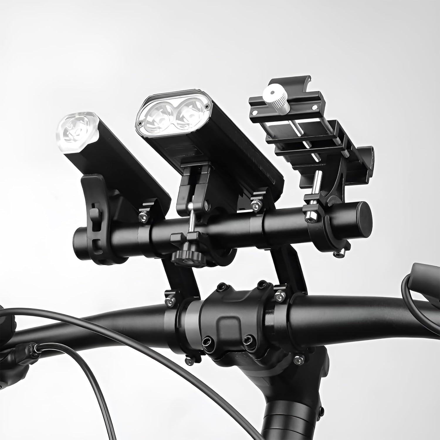 Fkereg Bicycle Handlebar Extender, 20Cm Double Clamp Mount Handle Bar Extension for Bike, Aluminum Alloy Handlebar Extensions Bracket for Bicycle, Cycling Equipment Attachment, Red - Blue image number 5