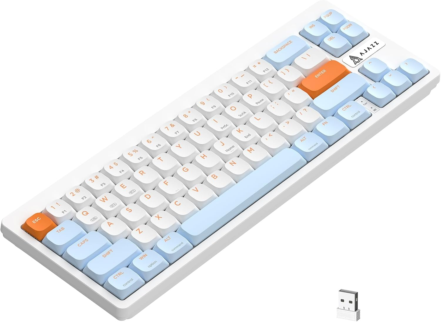 AJAZZ AKL680 Mechanical Keyboard, 68% Low Profile Wireless Keyboard, Ultra-Thin Color Matching Gaming Keyboard, Dual Mode BT5.0 and 2.4G, Anti-Ghosting for PC Laptop Mac image number 5