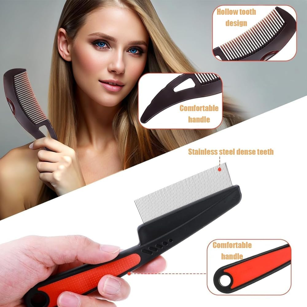 2Pcs Dandruff Comb,Stainless Steel Fine Tooth Comb, Energy Massage Comb, for Women and Men Scalp Massage、Refreshing and Dandruff、Dirt Removal, Dandruff Removal Comb