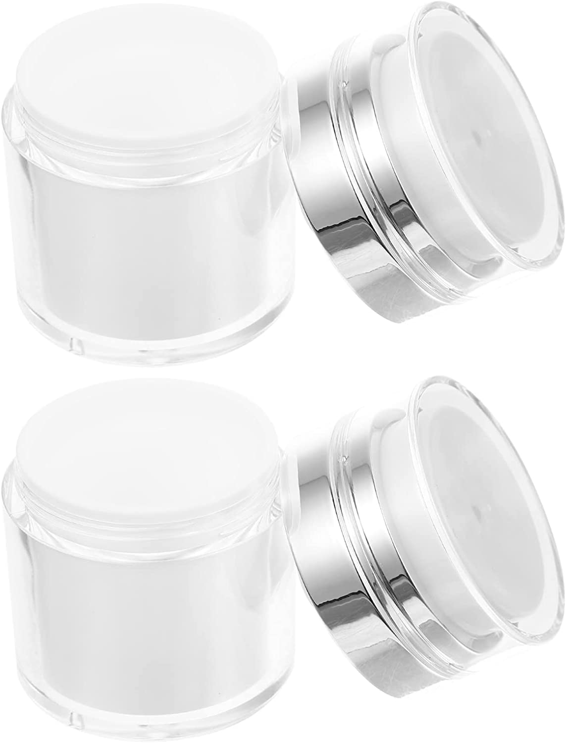 Lurrose Travel Skincare Containers 2Pcs Airless Pump Jars Lotion Dispenser with Pump Acrylic Airless Cosmetic Container for Toiletries Moisturizer Cream, 30Ml Vacuum Container image number 1