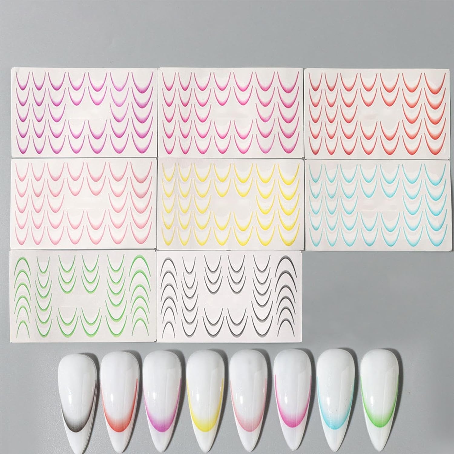 Nail Decals | 8 Colors French Tip Decals - Salon Manicure Nail Stickers for Women Girls Daughter Home Birthday Toenail French Tips image number 5