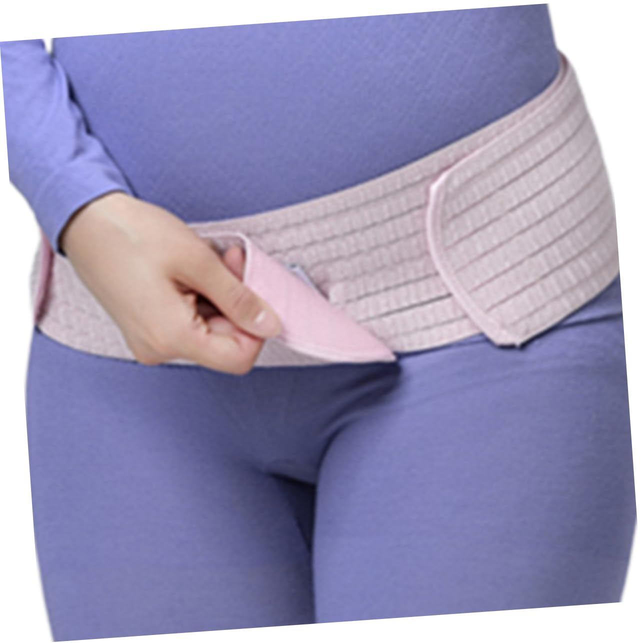Maternity Abdominal Support Belt Dual Layer Breathable Pregnancy Belly Band Postpartum Pelvic Waist Care Belt Pink Free Size for Pregnant Women image number 2