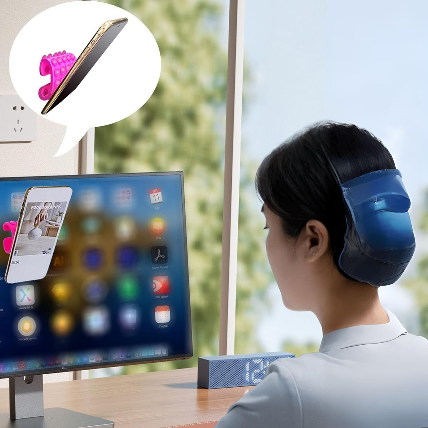 3Pcs Double-Sided 80 Independent Suction Cups Suction Phone Case,Silicone Non Slip Repeat Used Suction Cup Phone Mount.Hands-Free Phone Accessories Holder for Selfies and Videos (Black,Blue,Yellow) image number 4