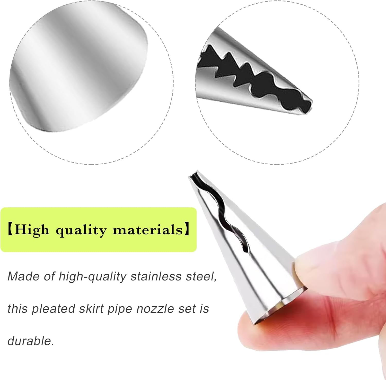 Cake Decorating Kit 7 Pieces Pleated Skirt Piping Nozzles Set, Stainless Steel Ruffle Piping Tips, Cake Frosting Tools, Cookie Press Gun, Cupcake Frosting Piping Kit, Piping Tips for Cake Decorating image number 6