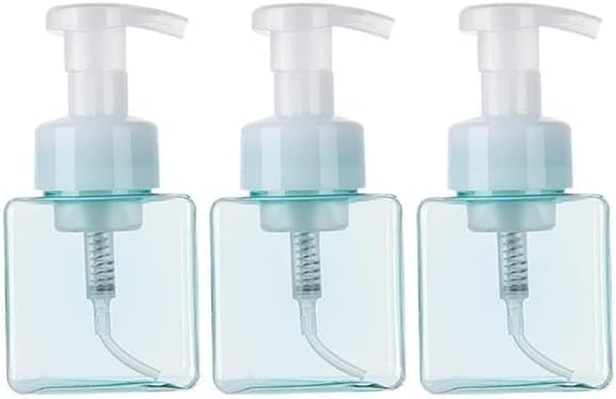 Refillable Plastic Pump Bottles, 250Ml, Square Foam Dispenser, Empty Liquid Hand Soap Bottles, Foaming Shampoo Dispenser for Body Wash Tools and Accessories (Light Blue, One Size) image number 3