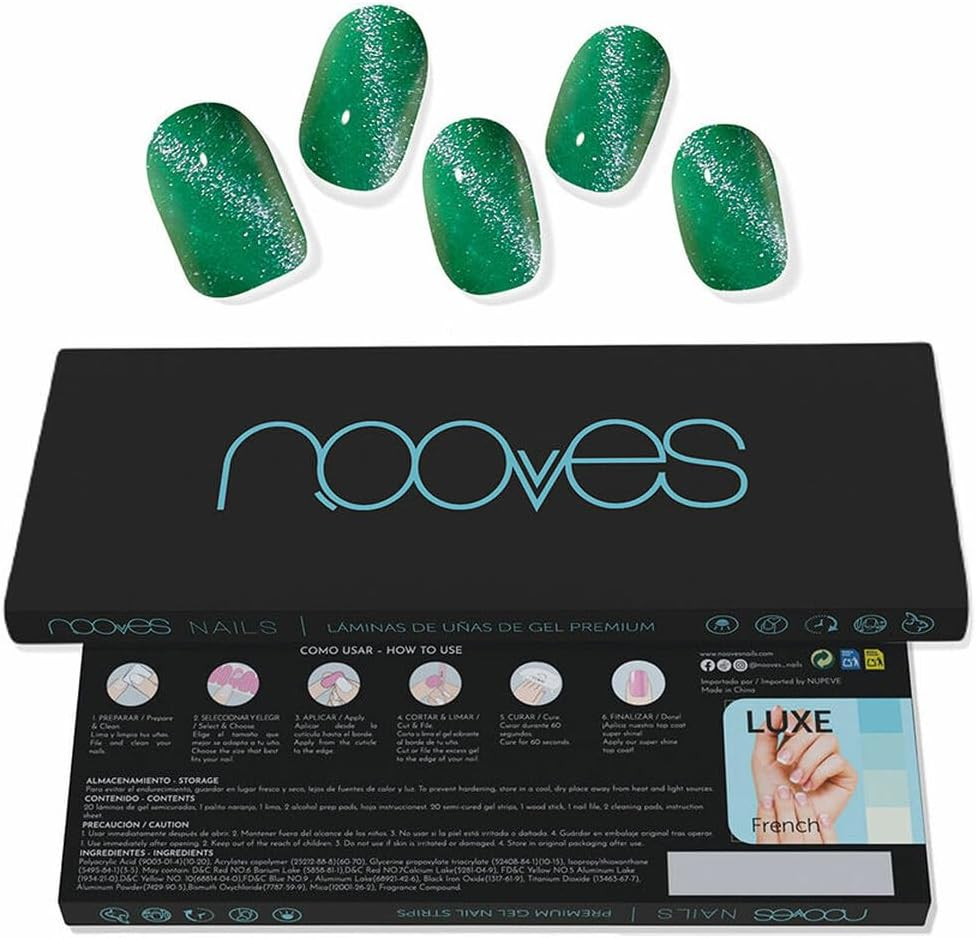 Nooves Cat Eye Green Gel Nail Wraps (Pack of 20)