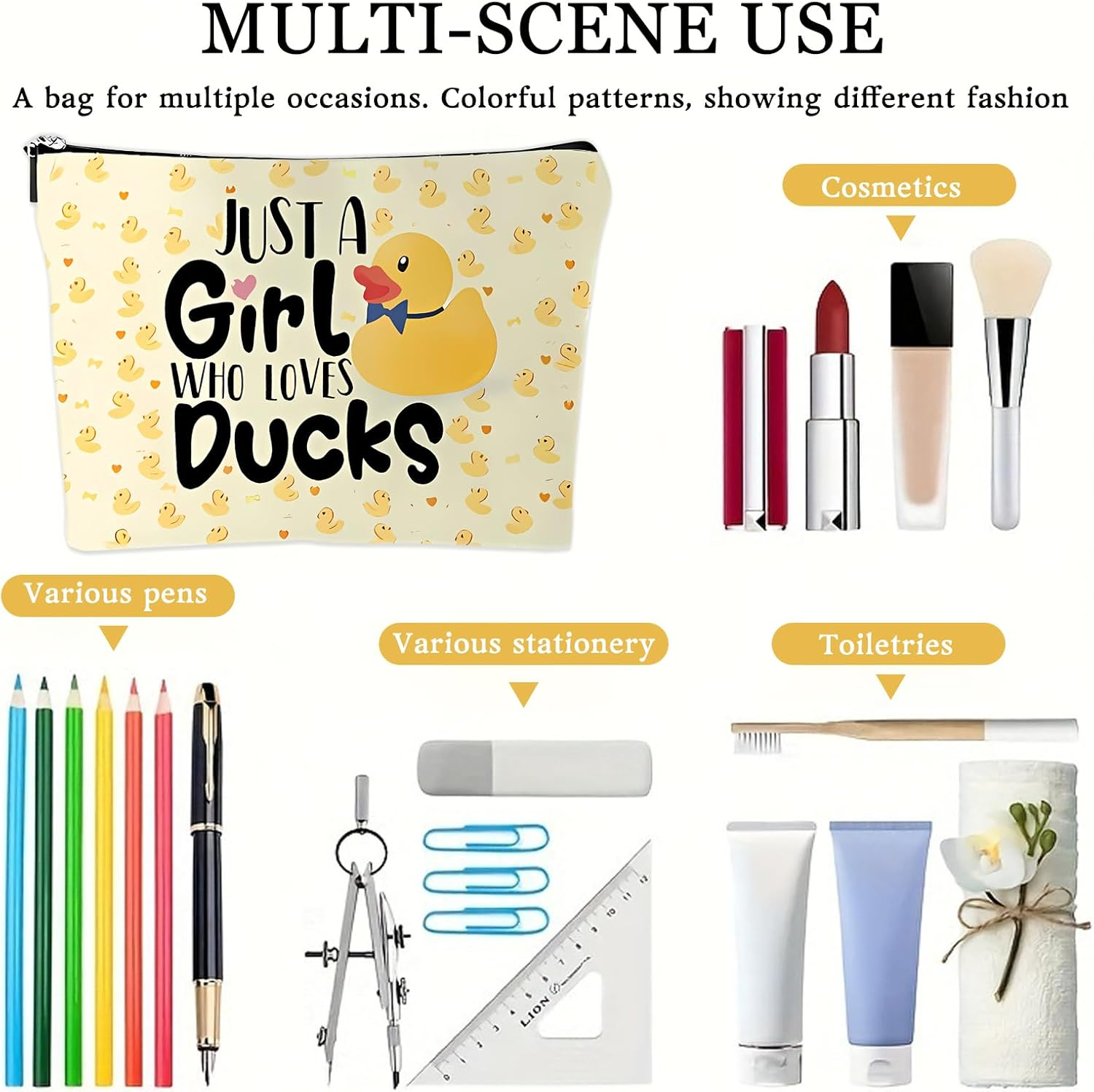 HTTDSLF Capybara Small Cosmetic Bag, Cosmetic Bag for Girls, Makeup Bag, Portable Toiletry Bag for Women, Pack of 3 image number 2