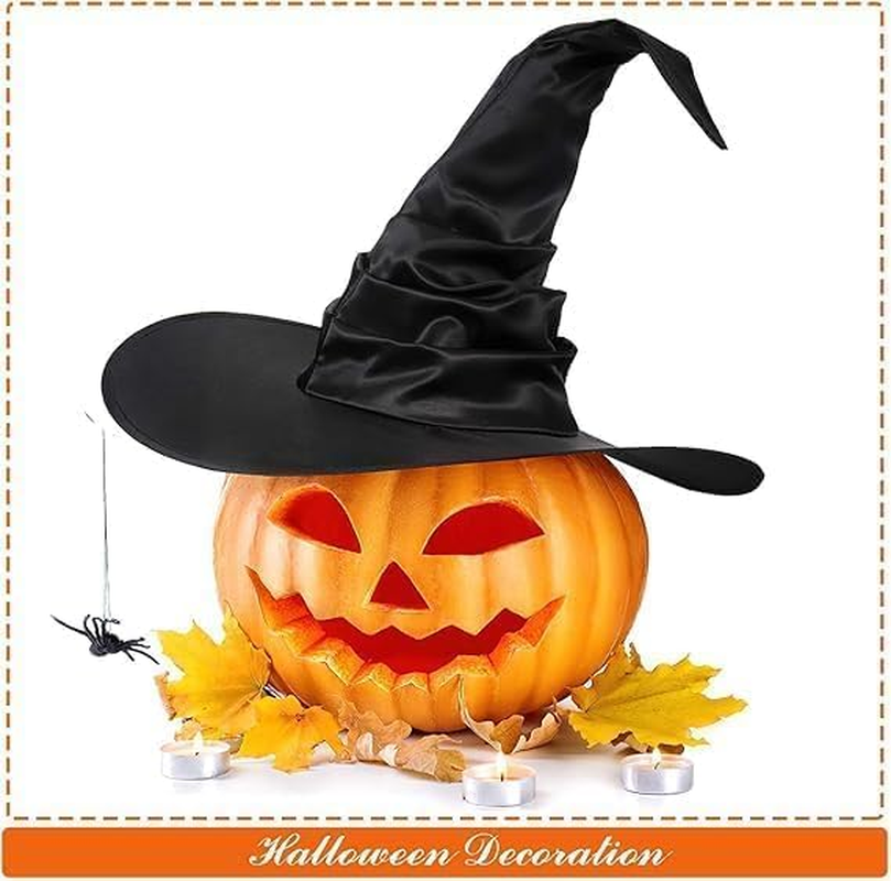 Women'S Witch Hat &ndash; Wide Brim Pointed Cosplay Headwear, Ruched Gothic Wizard Hat for Halloween, Magic Party & Costume Accessory image number 5