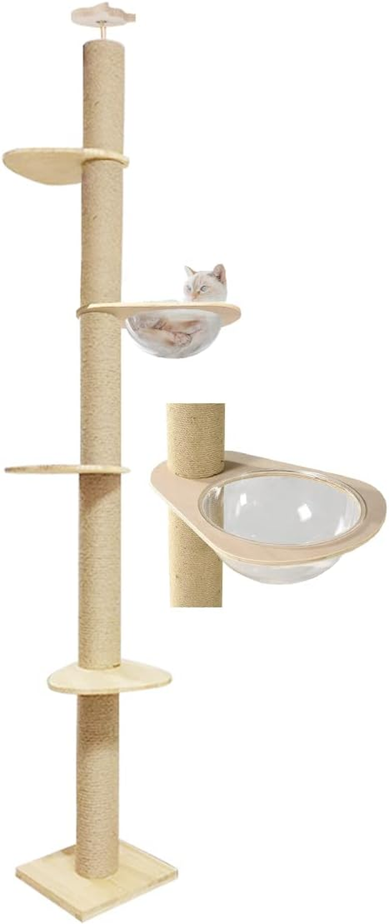 Raku Large Tree Climbing Tower, Spaceship Hammock, 4.7 Inches (12 Cm), Thick Strut, Single Cat Tower, Tension Cat Tower, Space Saving, Height 72.0-82.5, 209-229, 230-250, 251-270 Cm, 4 Types image number 3