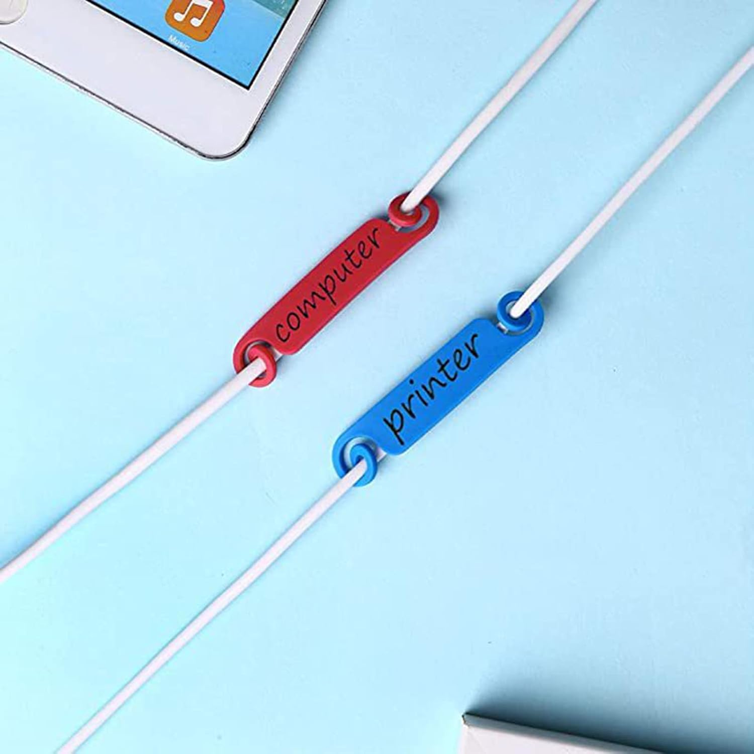 Cable Tags Cable Management Labels - Multicolor Cable Labels Writable Cord Identification Tags for USB Computer Phone Charger 50 Pieces image number 5