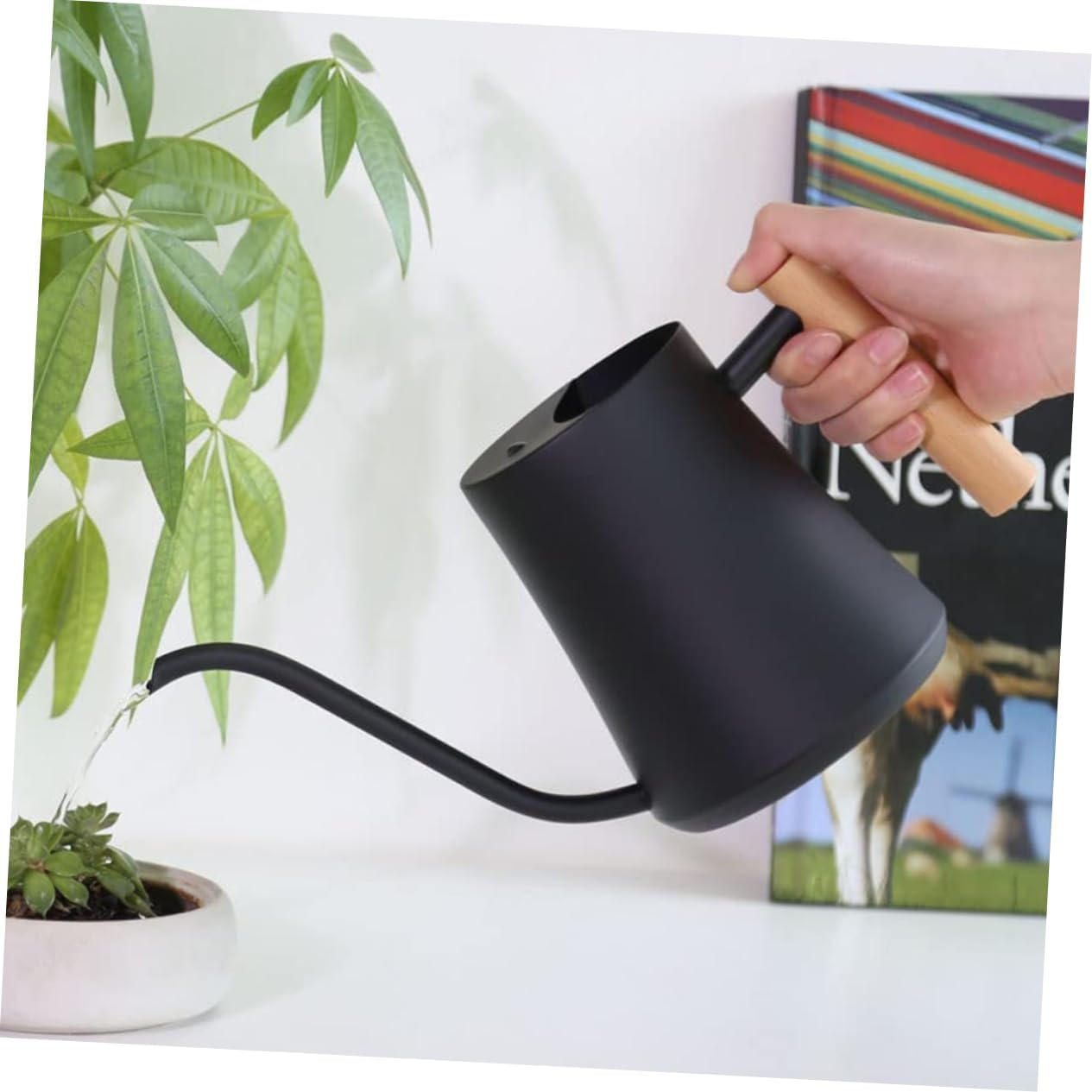 Indoor Plant Watering Pot Decorative Vintage Bamboo Tube Style Long Spout Gentle Watering Can for Succulent Flowers image number 6