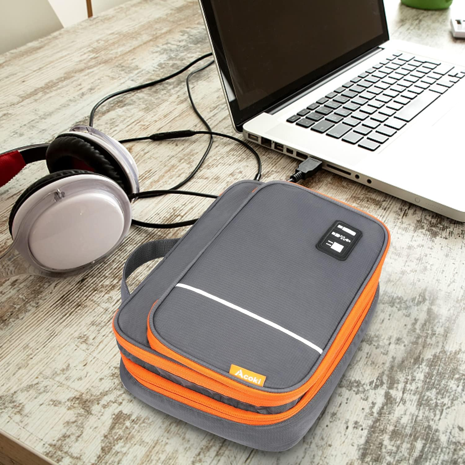 Travel Accessories Bag, Portable Cable Organiser Bag Travel Electronics Organiser Gadget Cable Bag Cable Pouch, Carrying Case for Tablet, Cable,Sd Card, Charger, Power Banks, Grey, XSC, Bag Organiser