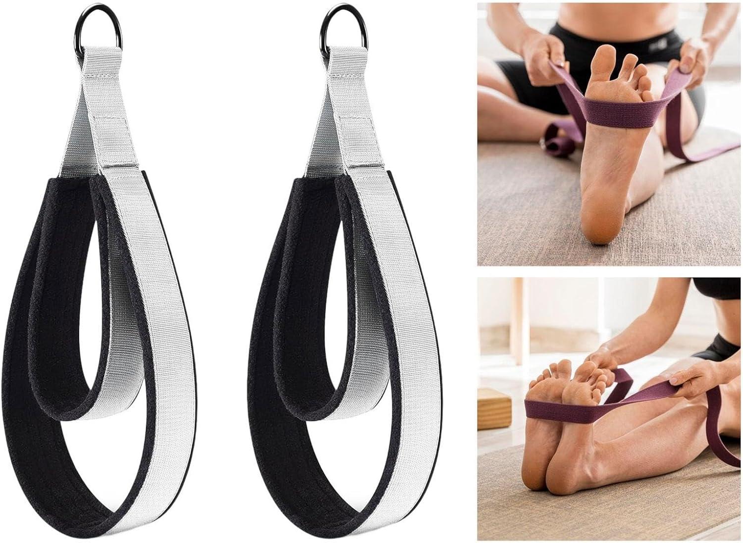 STARTIST 2Pcs D Rings Straps Handle,Pilates Double Loop Straps Pilates Accessories,Exercise Yoga Straps for Home Gym Adults Reformer image number 3