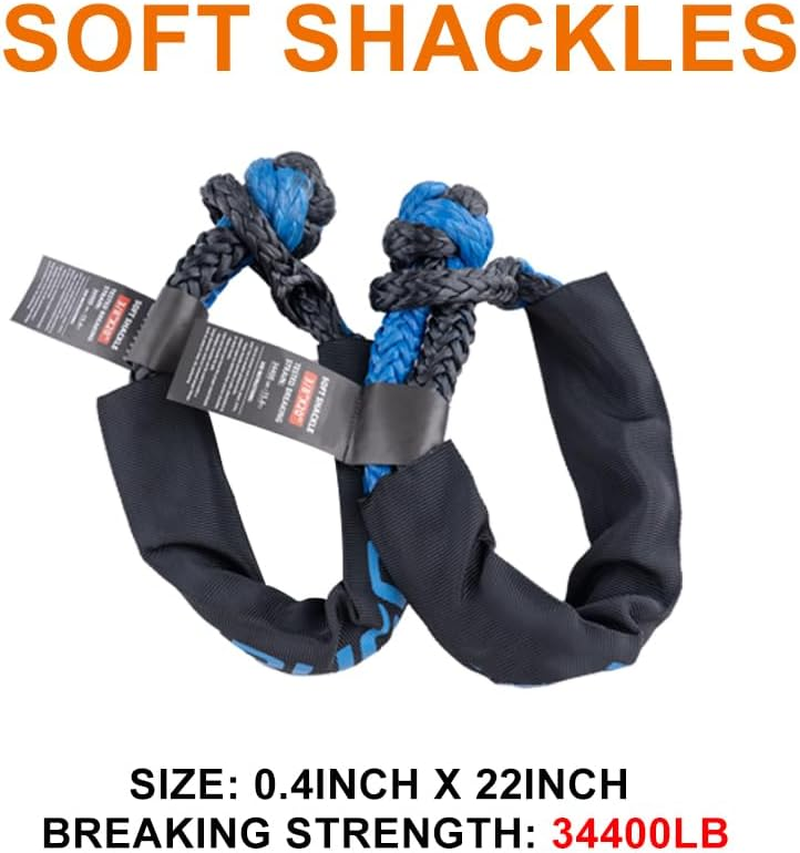 RUGCEL Kinetic Recovery Rope Kit (30,360 Lbs) Heavy-Duty Gloves, Soft Shackle, Snatch Block, Suitable for ATV, UTV Trucks,Car image number 6