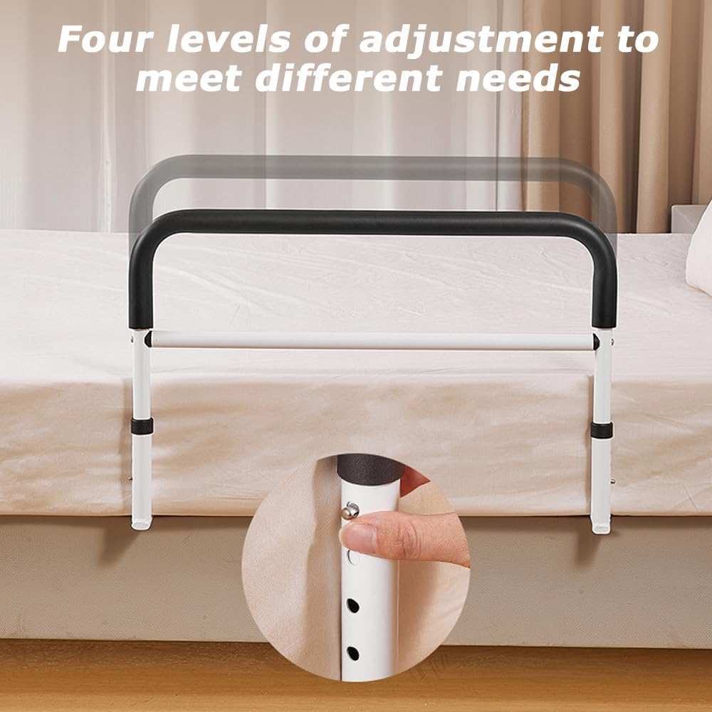 4 Height Adjustable Bedside Handrail, Bedside Assist Grab Bars, Bedside Safety Bed Rail Rack, Portable Bed Assist Rail, Grab Bar for Disabled, Senior, Elderly, People in Need image number 3