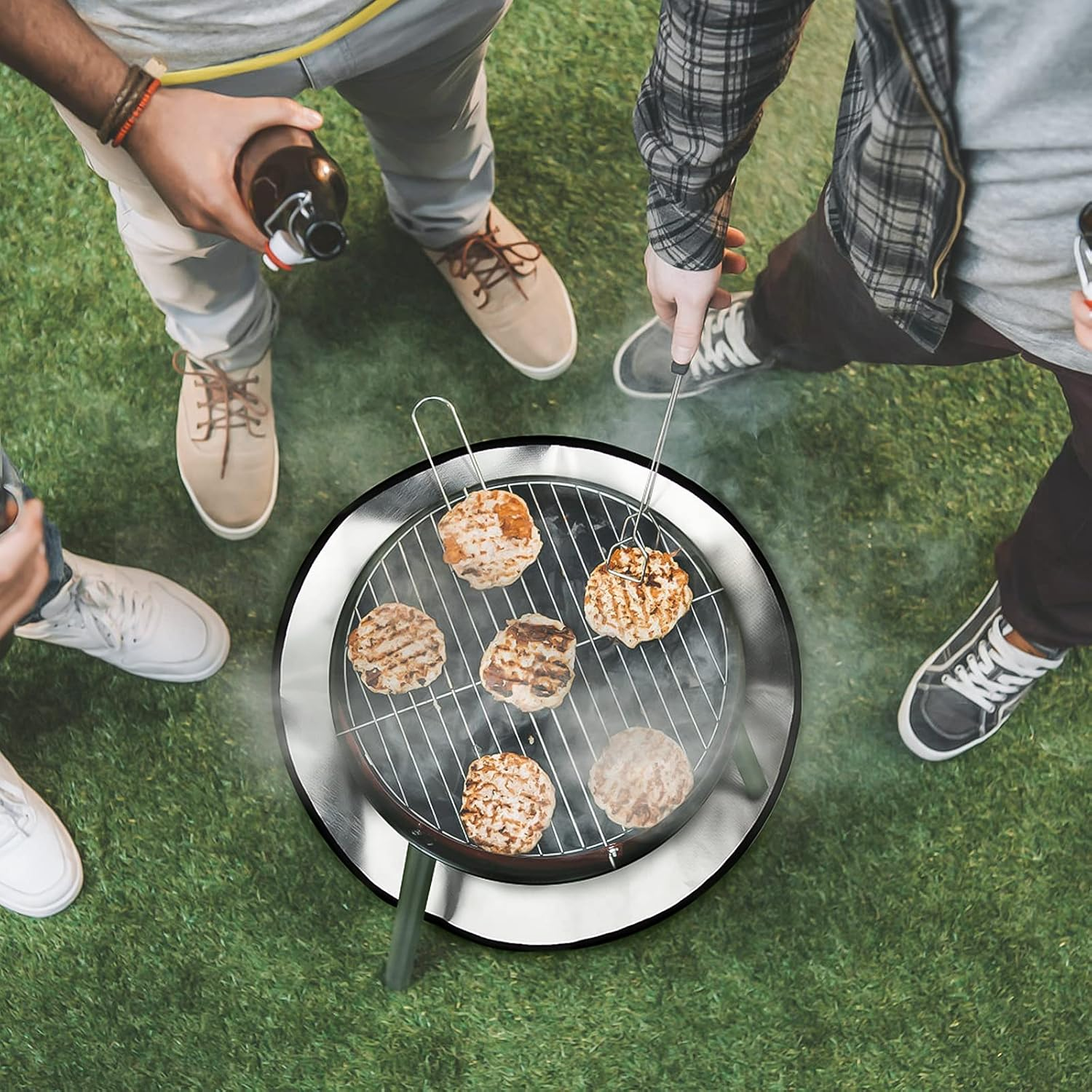 AIEX 24 Inch round Ember Fire Pit Mat, Fire Resistant Mat, Fireproof under Grill Mat, BBQ Mat, Floor Mat, Deck Protector, Firepad, Protect Deck Lawn Outdoor Patio from Embers image number 1