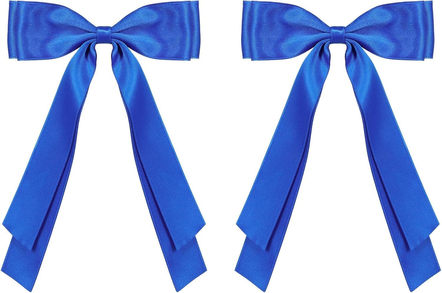 Large Hair Bows Alligator Clip Satin Ribbon Ponytail Hair Barrettes with Long Tail Wedding Dress Decor Accessories for Women (Royal Blue, 12.5 * 20CM) image number 3