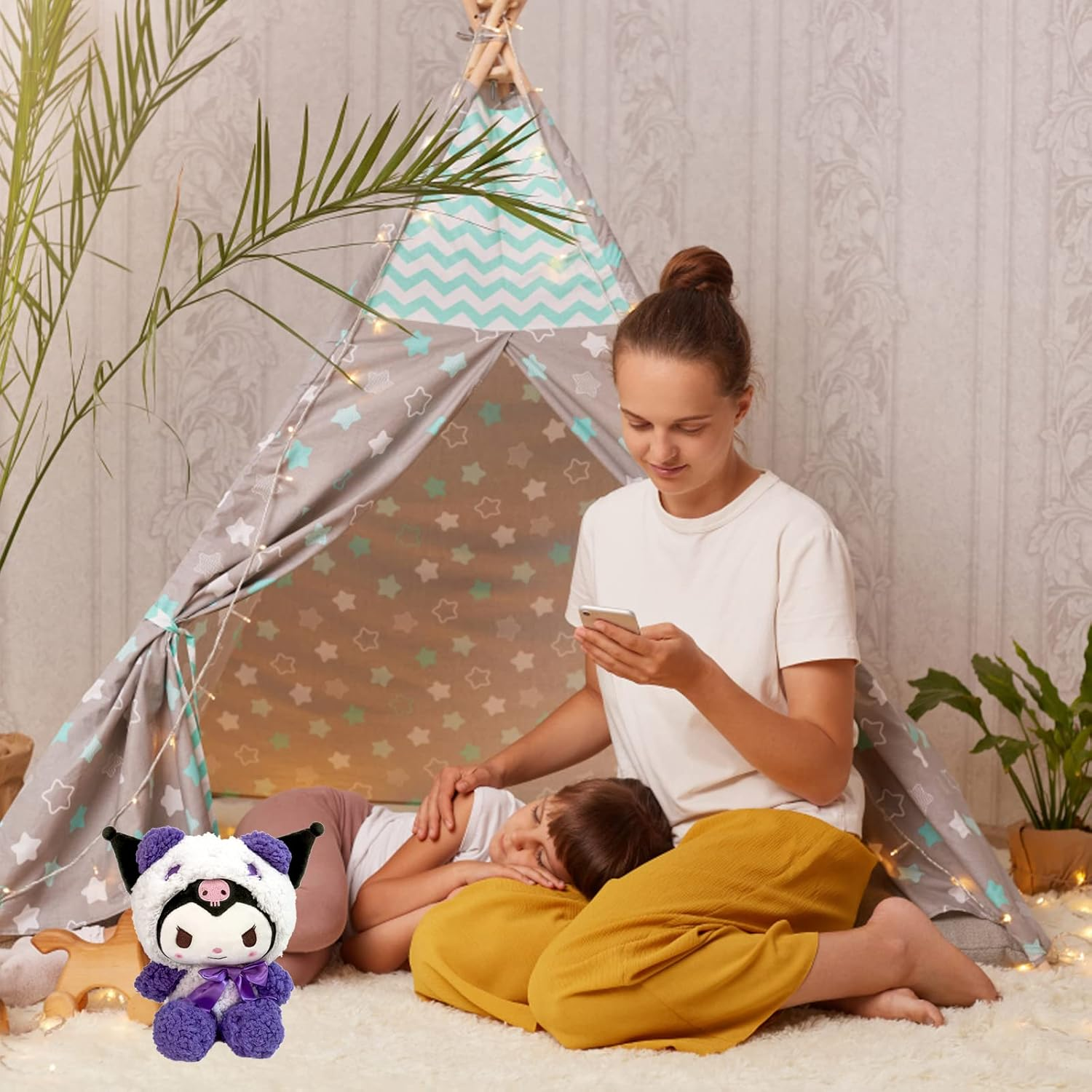 FAMILIO My Melody Kuromi Plush Toy My Melody Kuromi Cartoon Plush Toy Kids Plush Toy Cute Plush Toy Birthday Christmas Send Children Send Friends Birthday Gifts Plush Doll for Children image number 4