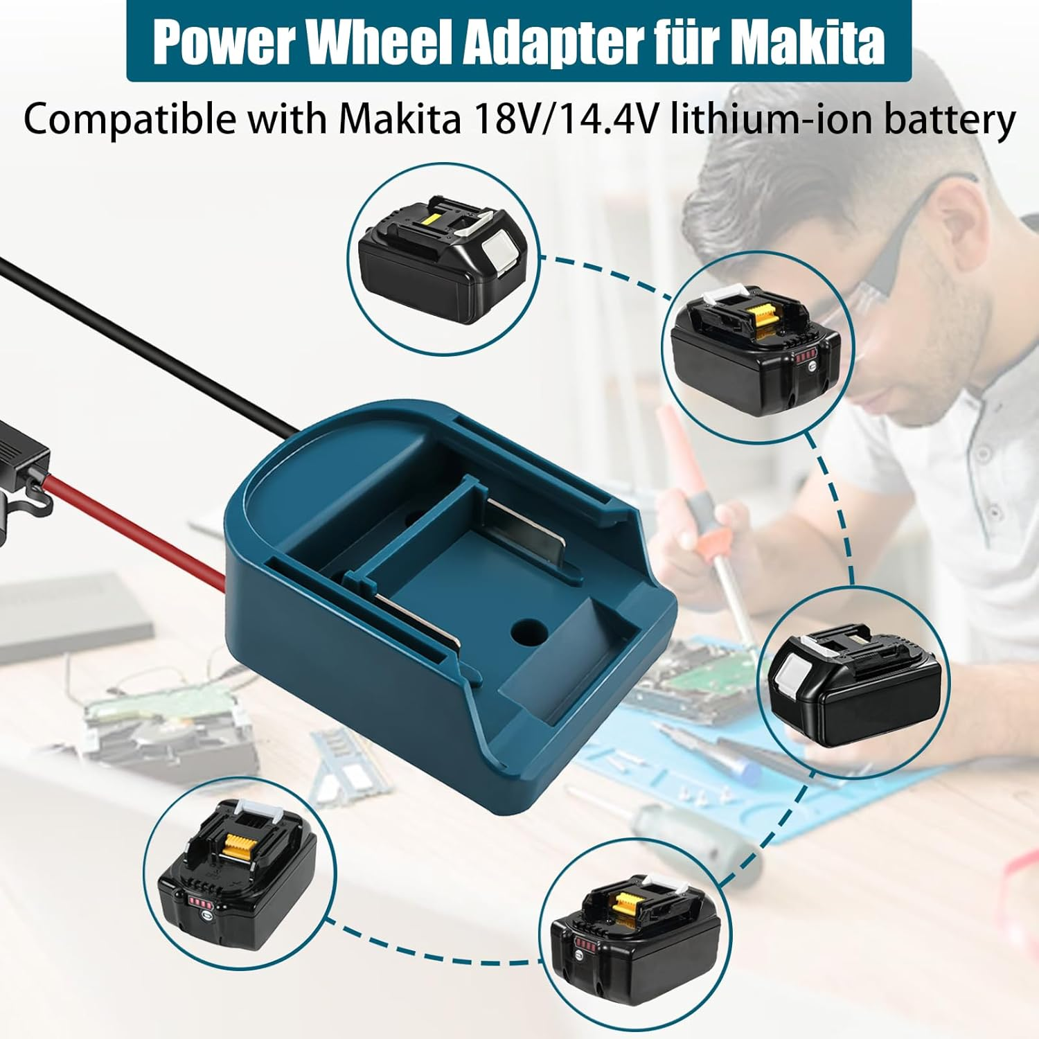2 Pack Power Wheel for Makita 18V Battery Adapter, Power Wheels Battery Converter Kit with Fuses & 14AWG Wire & Control Switch Use for DIY Ride on Cars, Modified RC Toys, Rc Truck, Robotics image number 6