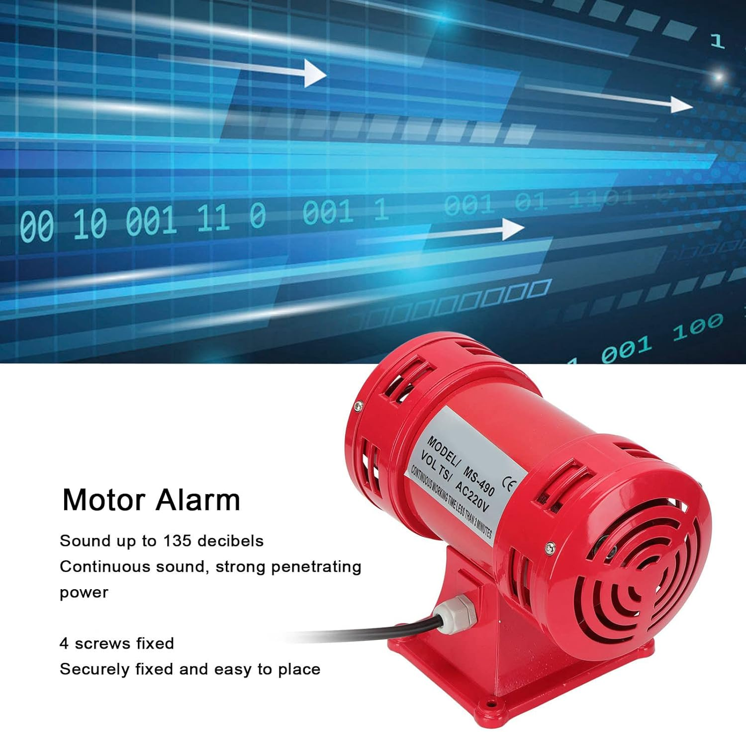 Motor Alarm Dual Way 135Db High Decibel Continuous Sound Electric Air Raid Siren AC MS 490 for Public Safety