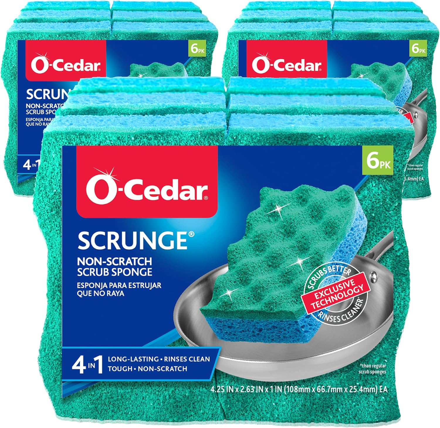 O-Cedar Multi-Use Scrunge Scrub Sponge (Pack - 18) image number 4