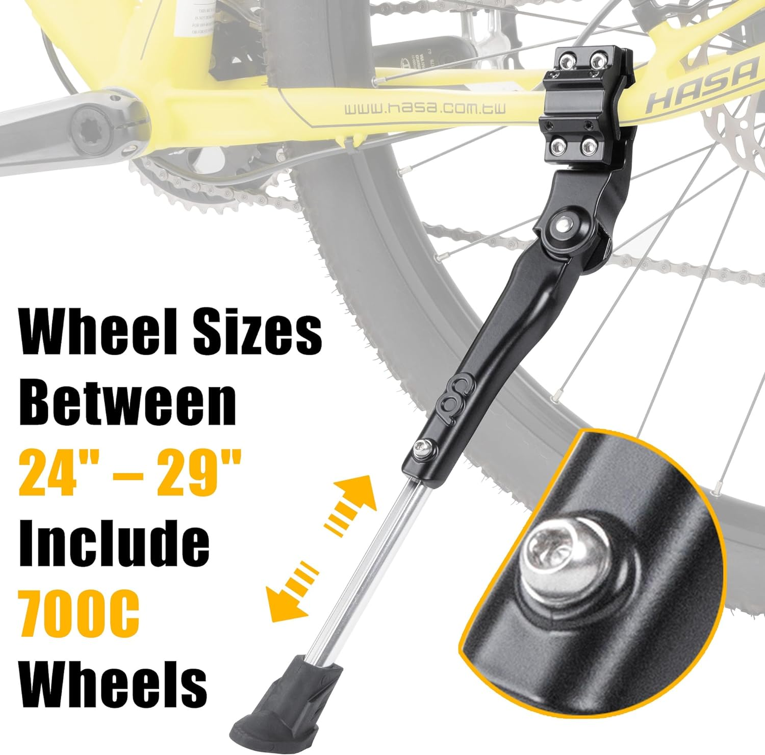 Cyclingdeal Adjustable Bicycle Kickstand Rear Mount Type - for Mountain Bikes MTB & 700C Road Hybrid Bikes 24&rdquo; to 29&rdquo; or 16" to 20" Kids Bikes - Premium Quality Aluminium Alloy with New Clamp Design image number 3