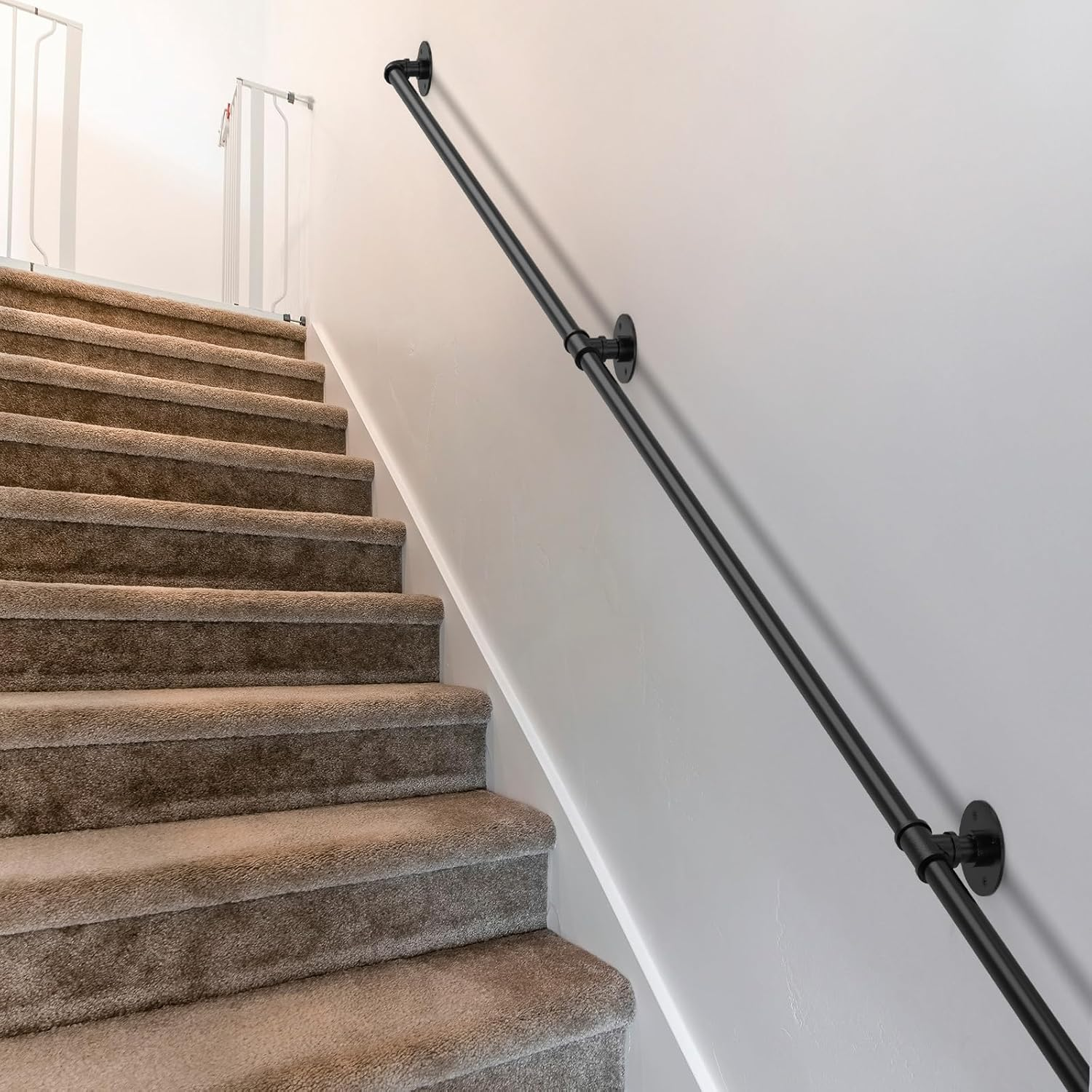 LIANTRAL 4.2M Stair Handrail for Indoor & Outdoor, Non-Slip Wrought Iron Banister with Industrial Design, Heavy Duty Safety Wall Mounted Banister Handrails for Elderly, Kids, Disabled image number 5