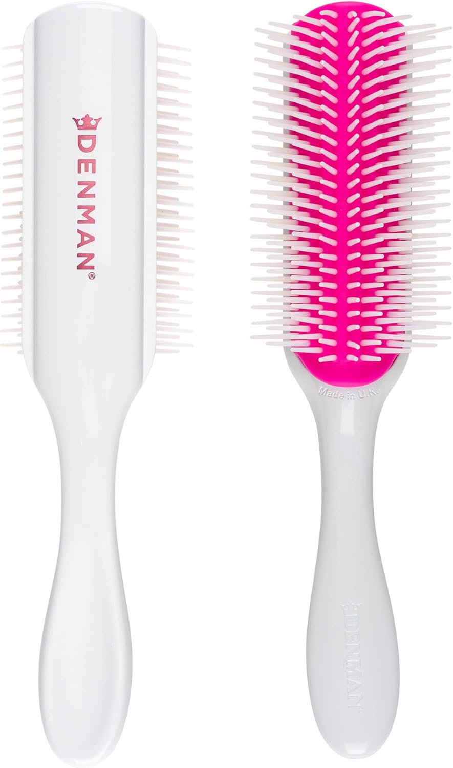 Denman Curly Hair Brush D4 (Cherry Blossom) 9 Row Styling Brush for Styling, Smoothing Longer Hair and Defining Curls - for Women and Men