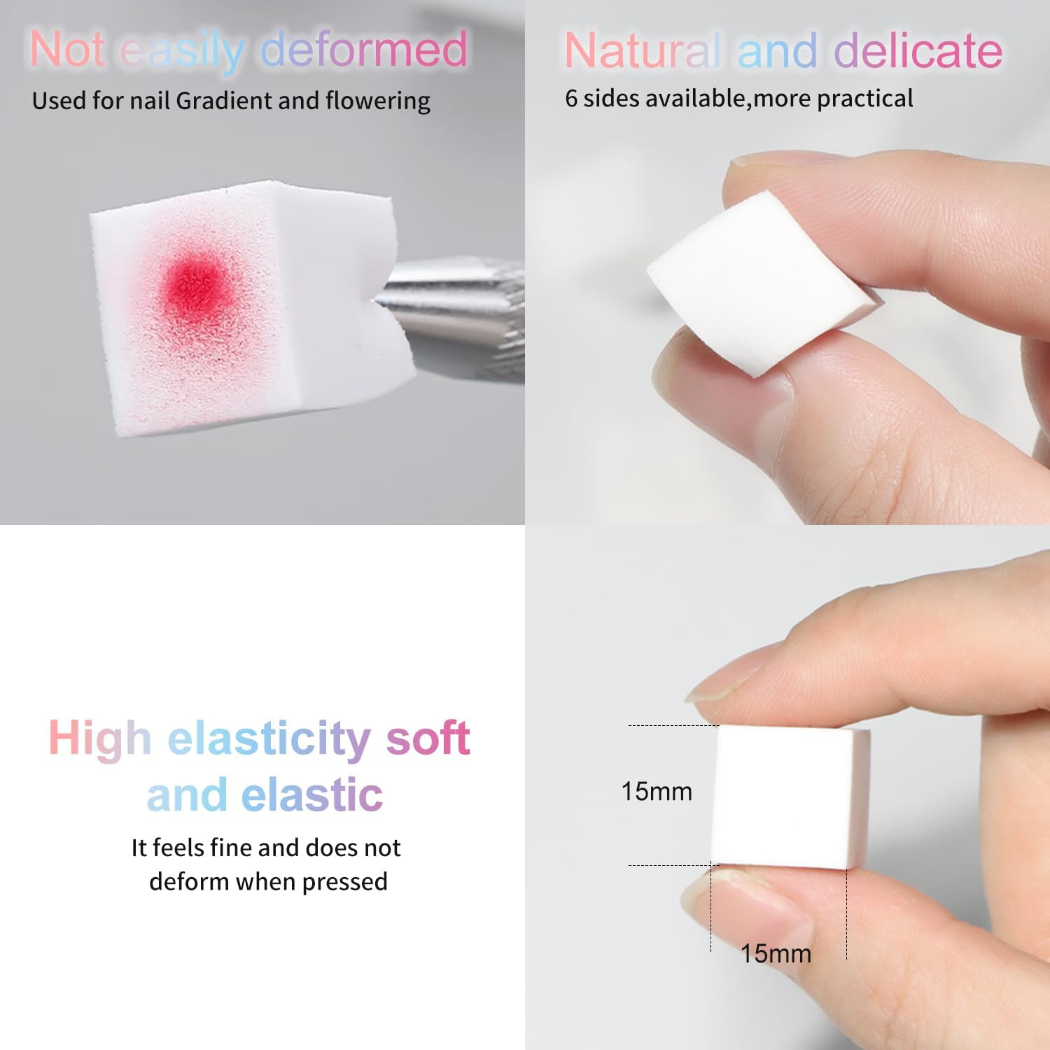 Beautilux 80Pcs Gradient White Gradient Sponge Sponge with Sponge Holder for Nail Art Gradient Manicure image number 1